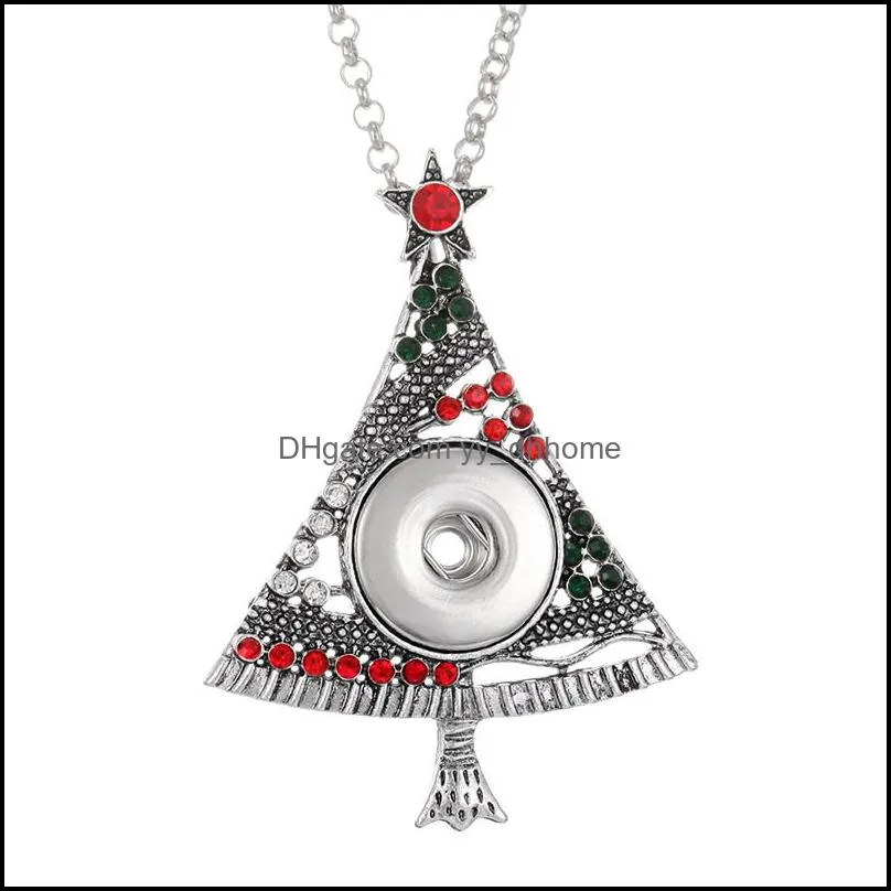 christmas series tree snowman snap button pendant necklace fit 18mm snaps buttons jewelry snaps necklaces for women mom gift yydhhome