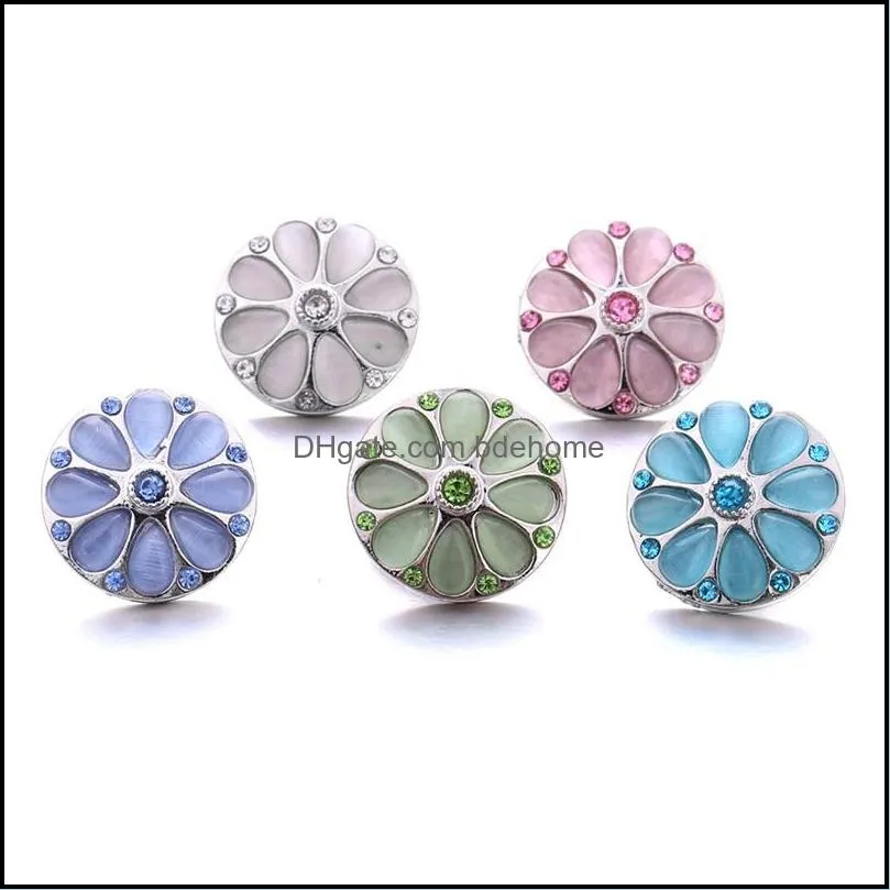 wholesale mix rhinestone snap buttons clasp 18mm metal decorative teardrop zircon button charms for diy snaps jewelry findings factory