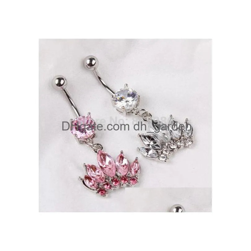 fashion belly button rings crystal silver crystal zircon crown stainless steel y navel body piercing jewelry