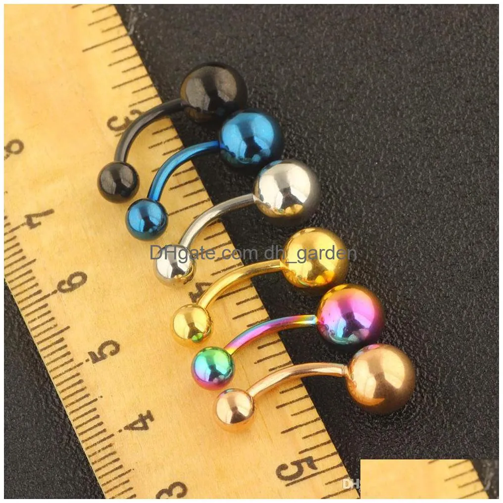 mix 6 colors belly button rings surgical steel 14g navel ring screw women piercing barbell body jewelry 100pcs