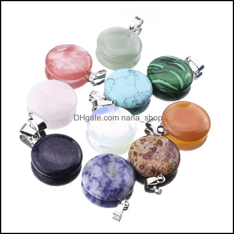 natural stone round gemstone pendant necklace crystal healing chakra reiki stone necklace for women