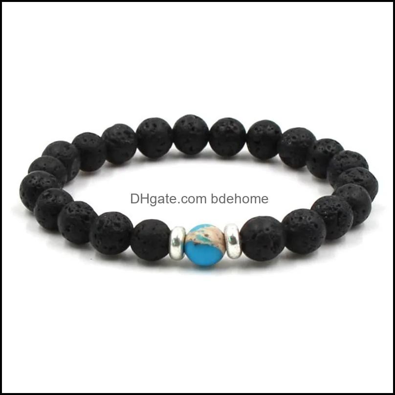 10 colors 8mm black lava stone beads elastic bracelet  oil diffuser bracelet volcanic rock beaded hand strings