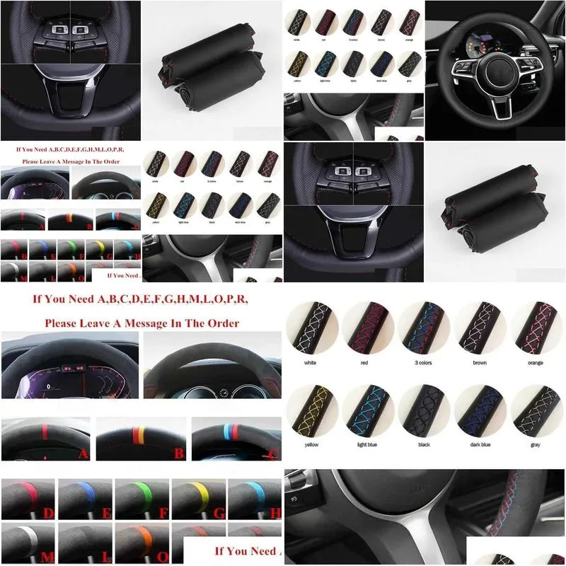 customized car steering wheel cover artificial leather braid antislip for porsche macan cayenne 20152016 car accessories