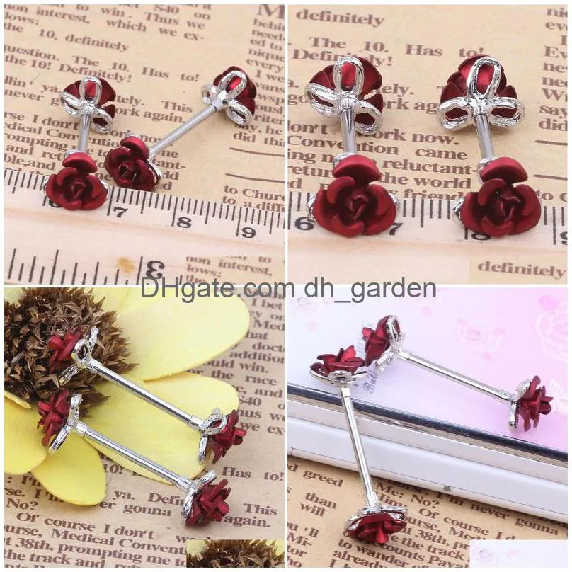 nipple bar stainless steel barbell piercing rose flower nipple ring bar body jewelry wholesales 10pcs