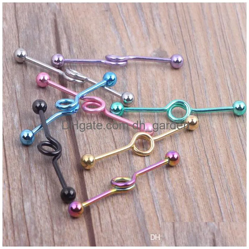 industrial barbell coil 14 gauge cartilage earring jewelry ear unique y gift 8 color 80pcs piercing body