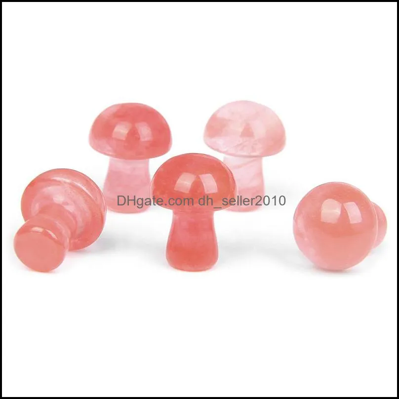 20mm mini watermelon red glass stone mushroom plant statue ornament carving home decoration crystal polishing dhseller2010