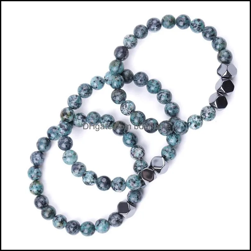 lover 8mm buddha imitated african turquoise stone bracelet handmade hematite beads bracelets summer men women jewelry gift