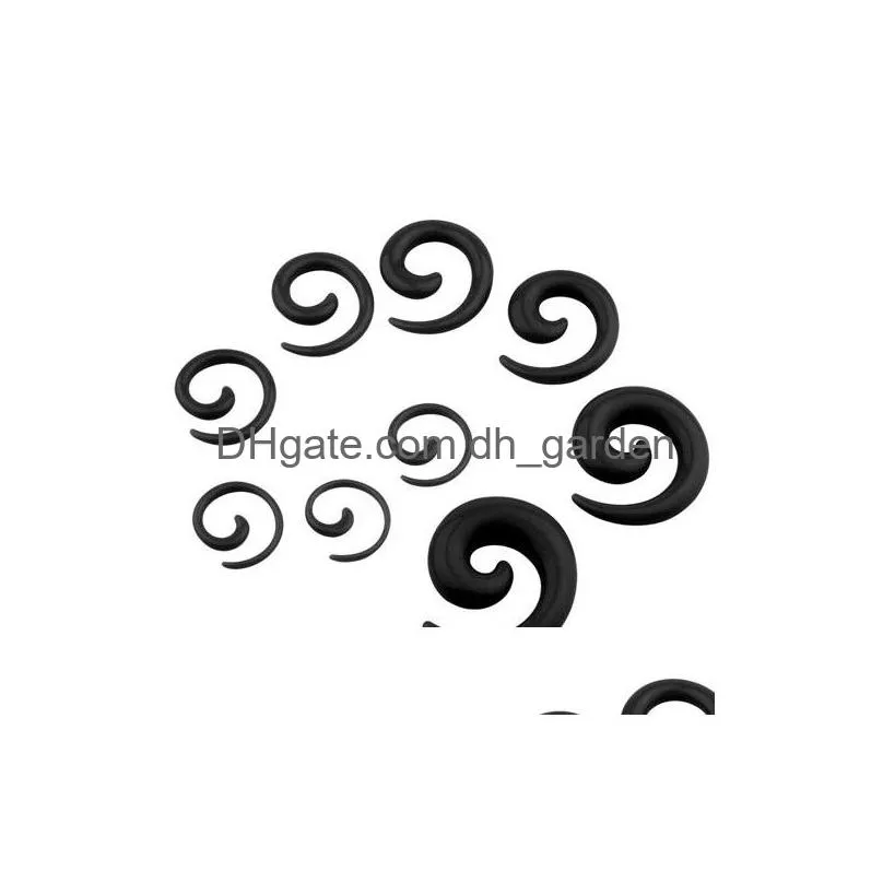 body jewelry punk ear spiral expander taper swirl plug stretcher piercing acrylic spiral black white wholesale