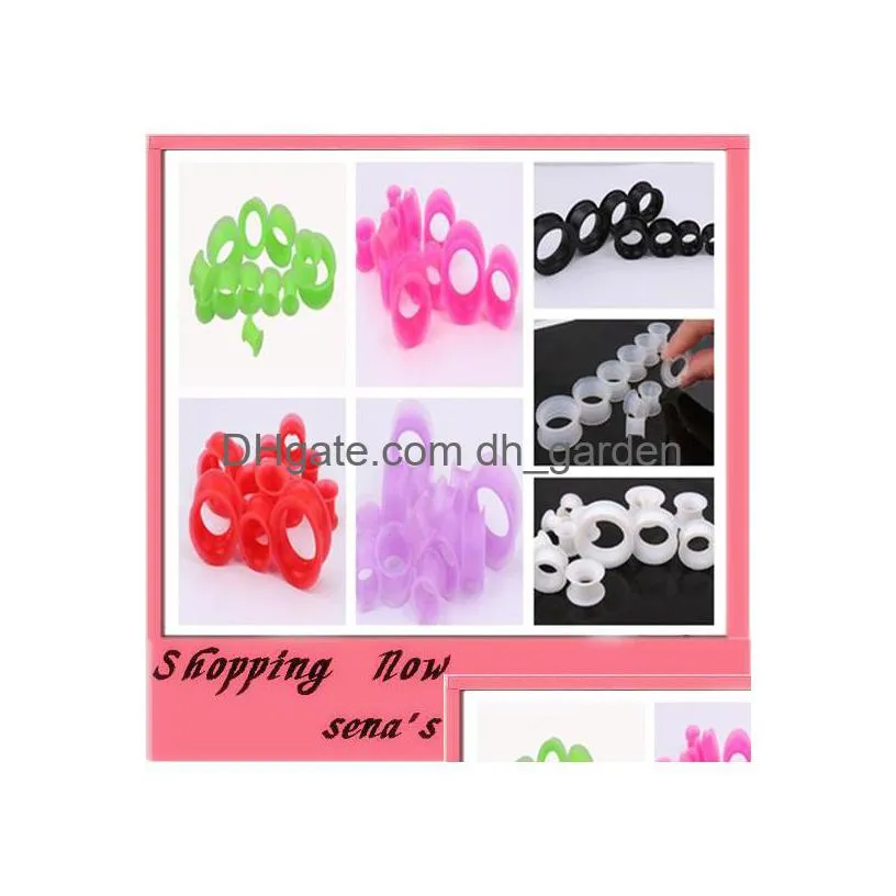 mix 416mm 7 colors 100pcs body jewelry silicone double flare flesh tunnel gauges ear plug