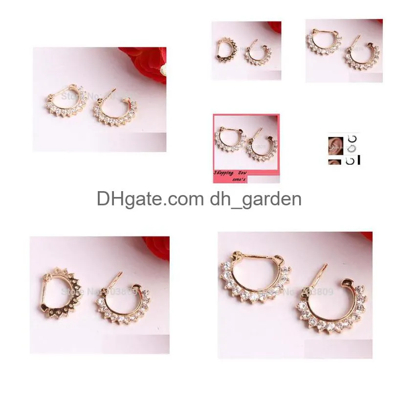 hot unique cz zircon septum clicker nose ring stud nose piercing stud body jewelry earrringear stud