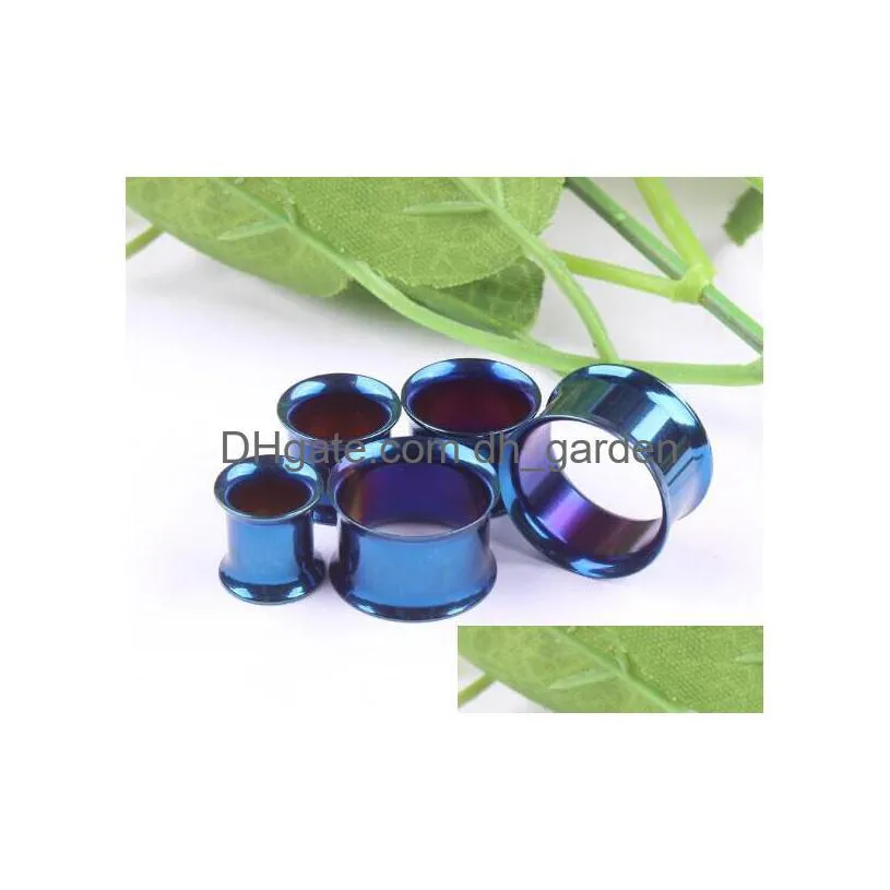 mix 516mm 140pcs/lo stainless steel double flare blue ear gauges piercing body jewelry earring expander plugs