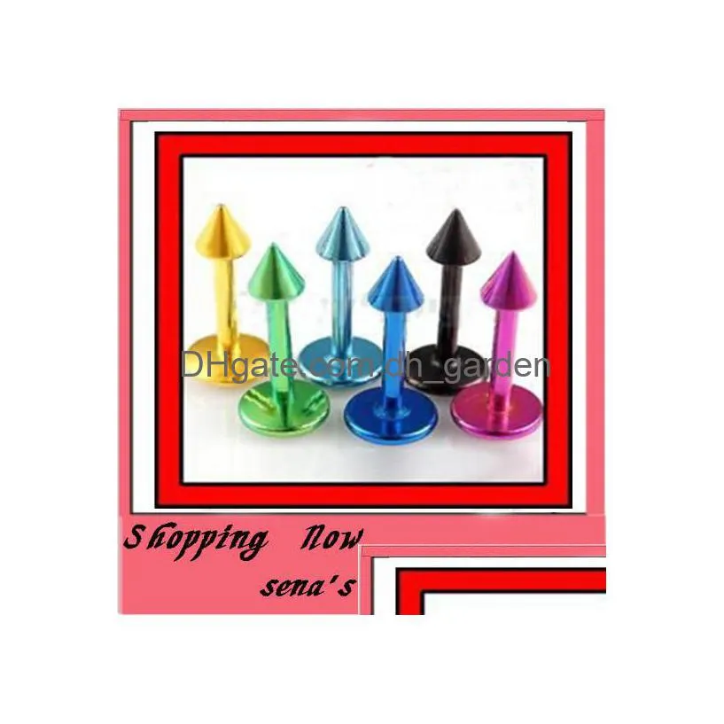 wholesales 100pcs/lot mix 8 colors 316l anodied body jewelry lip piercing cone labret