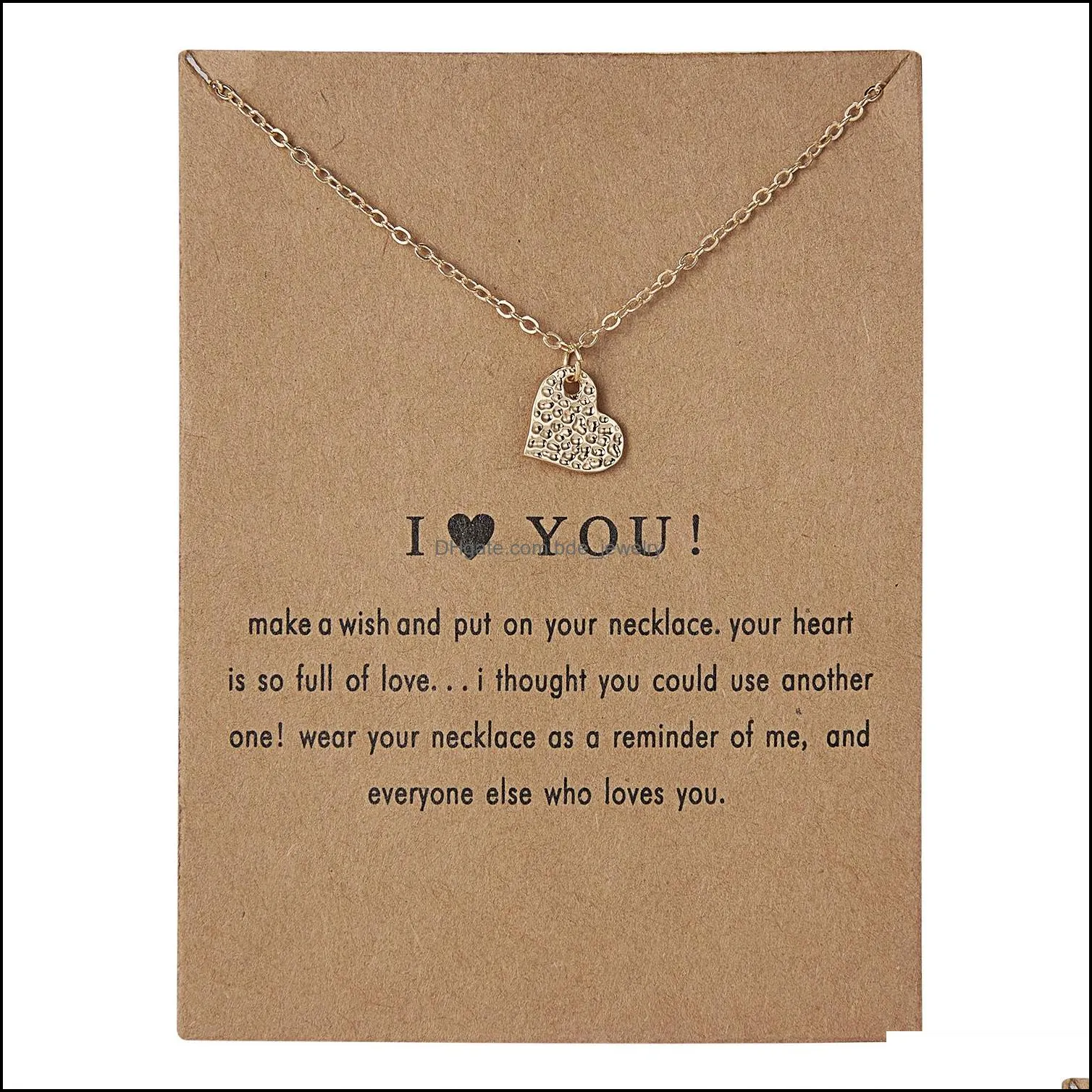 i love you card necklace female gift trendy gold color love heart pendant clavicle chain choker necklaces for women jewelry