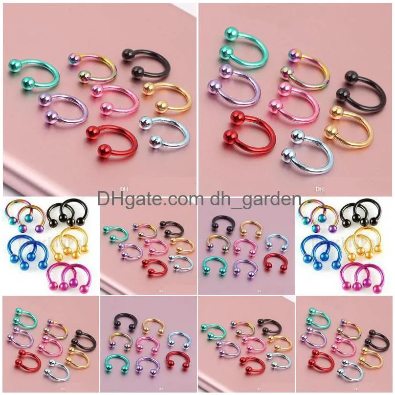 16g titanium anodized balls circulars horseshoes cbr ring eyebrow nose rings body piercing jewelry