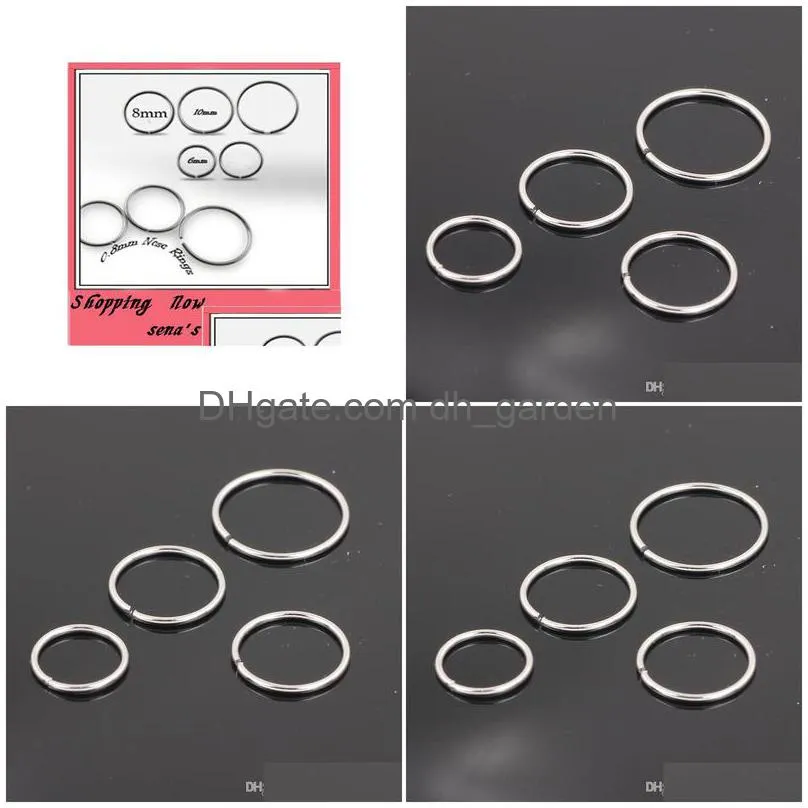 n30 nose jewelry wholesales 100pcs/lot mix 3 size body piercing jewelry stainless steel nose ring hoop ring