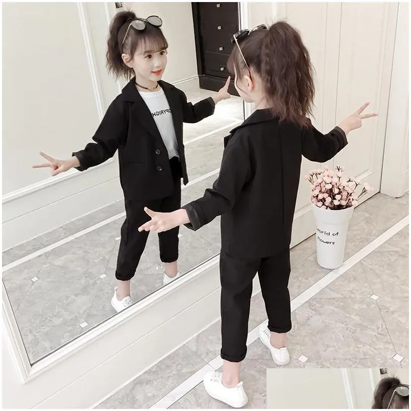 clothing sets clothes for kids girls jacket add pants 2pcs teenage baby spring autumn childrens suit set 4 6 8 10 12 14 years