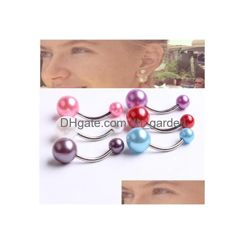 wholesale 100pcs chirstmas steel bar mixed color belly button ring with pearl ball body jewelry navel pierce