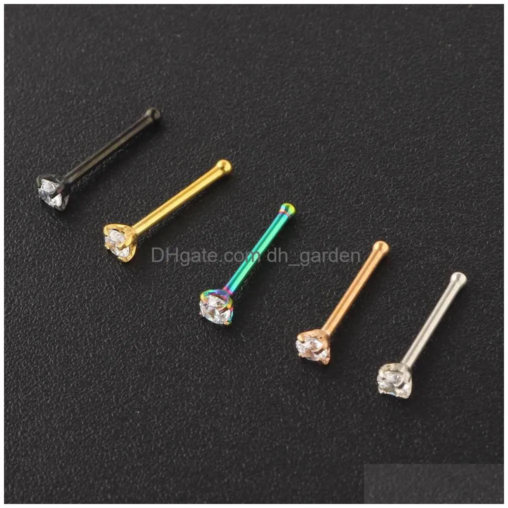 nostril piercings cz crystal piercing nose stud stainless steel star rings nariz jewelry wholesales mix color