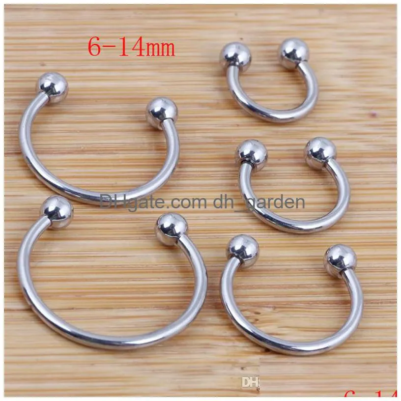 nose ring 100pcs/lot mix 6/8/10/12/14mm stainless steel body jewelry horseshoe ring