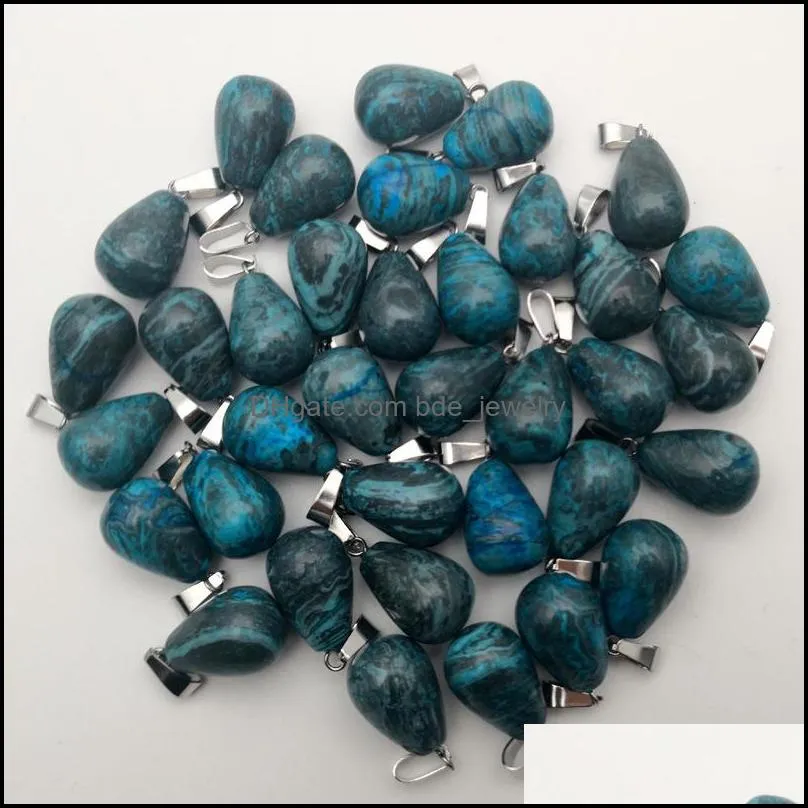 chakra reiki healing crystal pendant waterdrop pendants opal turquoise stone pink quartz diy necklaces jewelry making fashion silver