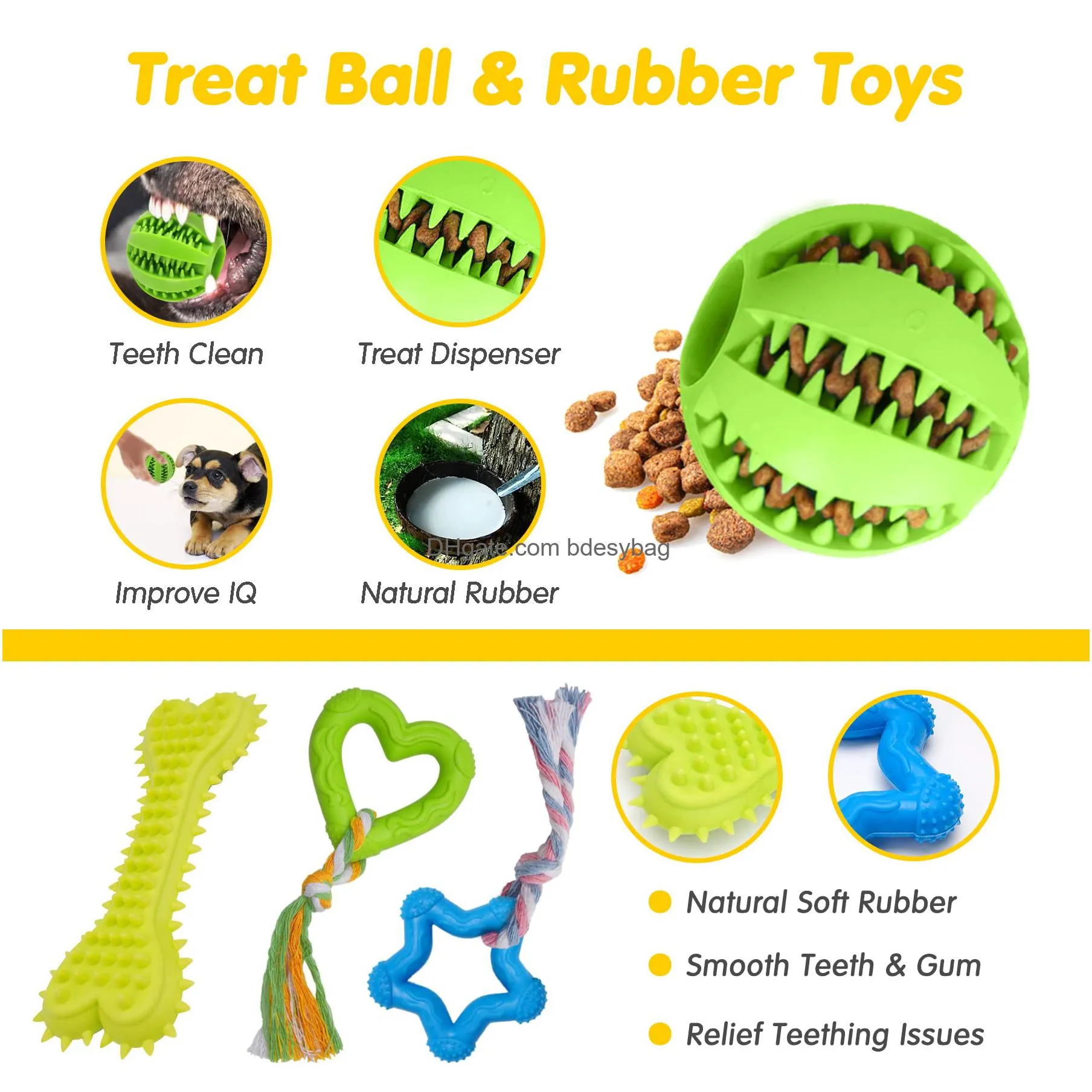 luxury dog chew toys for puppy cute small dog toys with ropes puppy chew toys treat ball and squeaky puppy toys for teething
