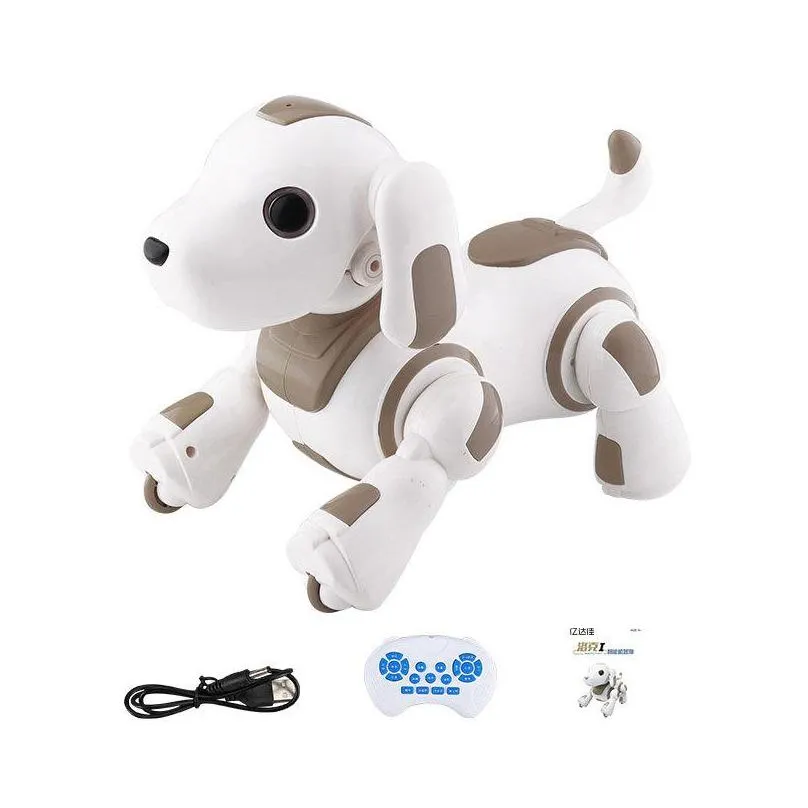 ydj k22 rc robot dog toy touch sensing control dance sing lights intelligent programming learn english for christmas kid birthday