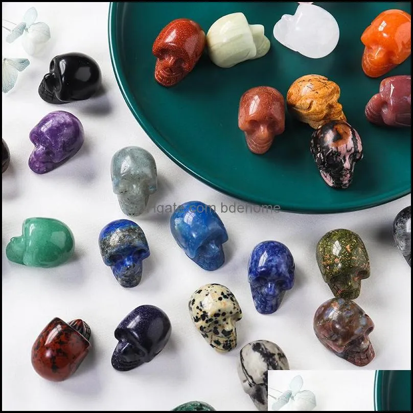 natural crystal stone ornaments skull carved skeleton shape reiki healing quartz mineral tumbled gemstones hand piece home decoration accessories gift