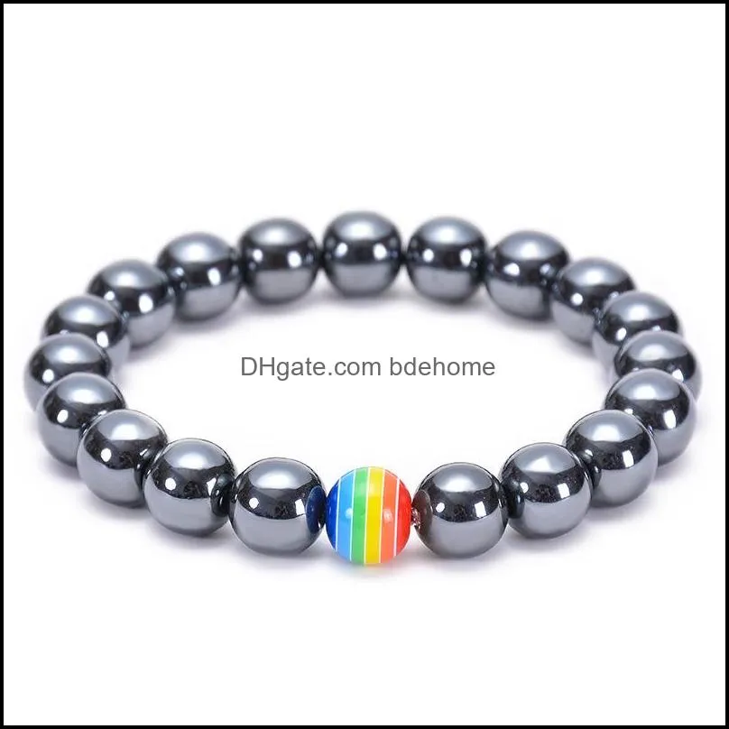 10mm natural stone beaded bracelet rainbow lgbt relationship couples tiger eye lava yoga beads bracelets adjustable