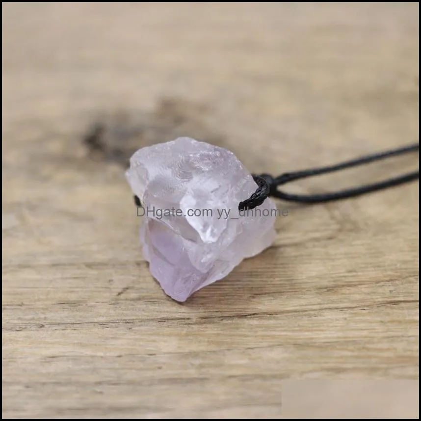 healing reiki raw stone mineral pendants necklace natural crystal fluorite rose quartzs tourmaline agates apatite women men yydhhome