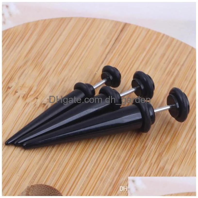 black uv acrylic fake ear plugs stretcher earring taper spike cheater expander 60pcs 3 size earing stud piercing