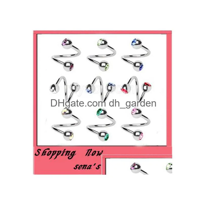 surgical steel spiral twister rings lip ring ear ring labret promotion body piercing jewelry 100pcs