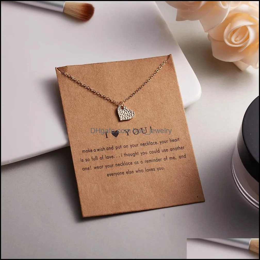 i love you card necklace female gift trendy gold color love heart pendant clavicle chain choker necklaces for women jewelry