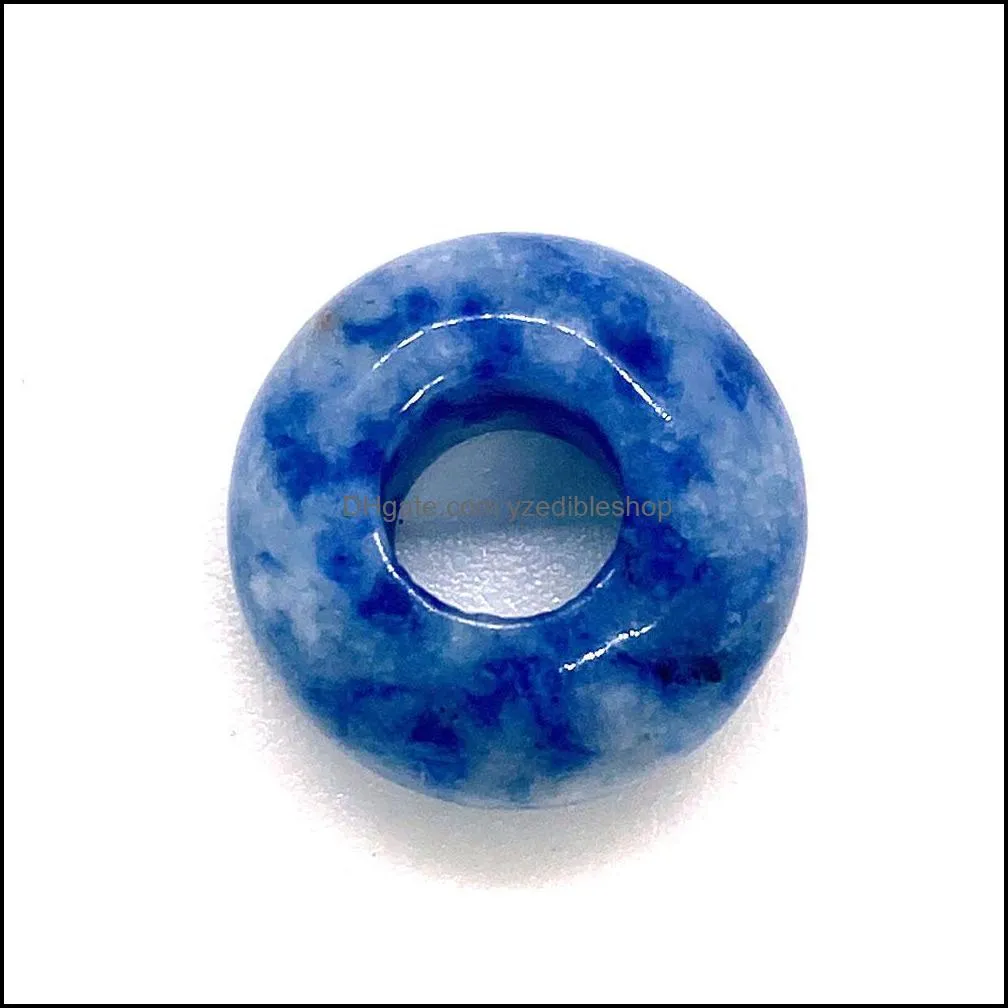 8x14mm big hole charms natural round jade stone crystal spacer beads charm pendant for jewelry making accessorie yzedibleshop