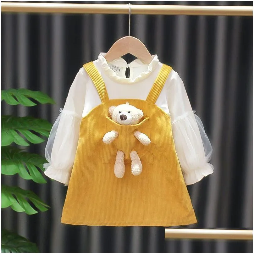 girls dresses winter spring autumn new princess dress 2 pieces for children clothing baby girl dress fleece