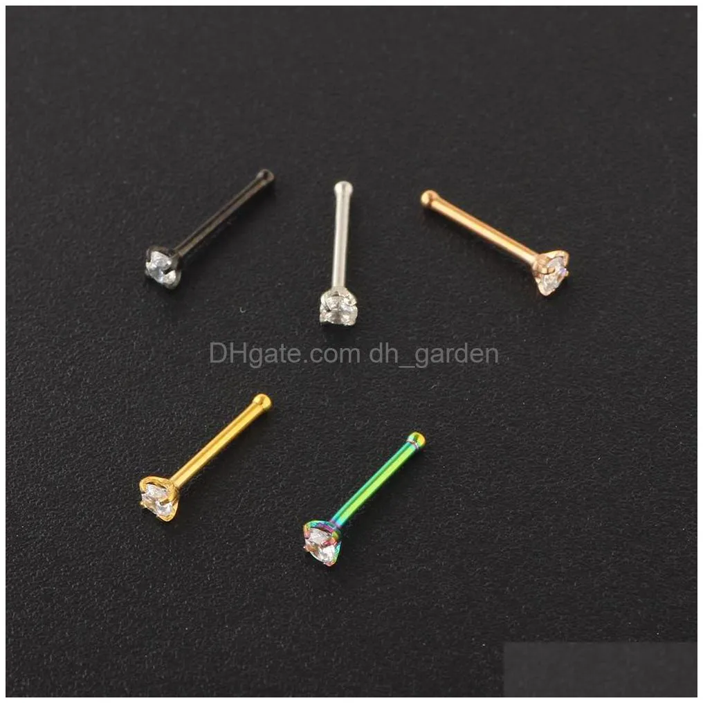 nostril piercings cz crystal piercing nose stud stainless steel star rings nariz jewelry wholesales mix color