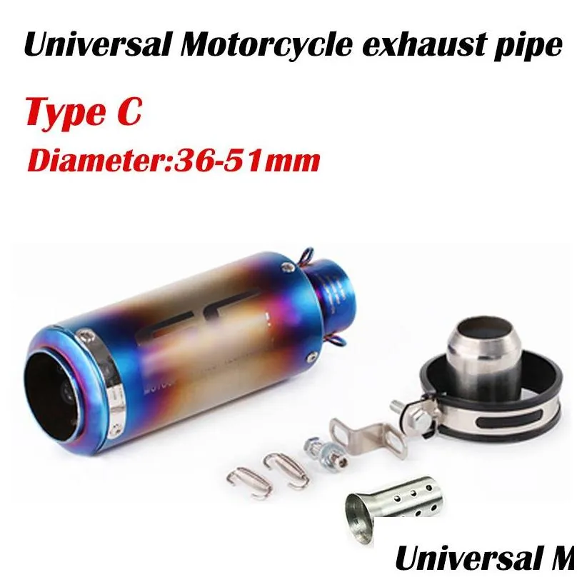 51mm 60mm universal motorcycle exhaust muffler carbon fiber escape exhaust db killer dirt bike scooter for sc project bws pcx1