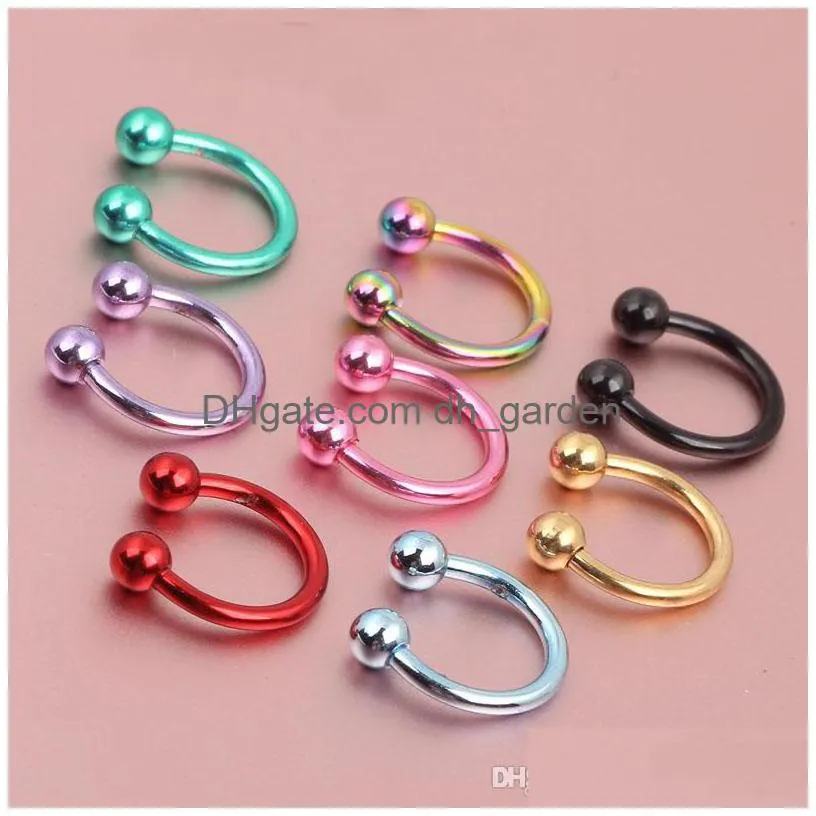 16g titanium anodized balls circulars horseshoes cbr ring eyebrow nose rings body piercing jewelry