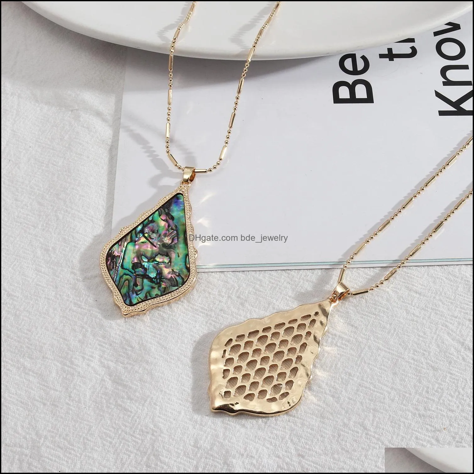 waterdrop frame inspired abalone shell papper leopard leather pendant snakeskin long chain sweater necklace geometric women jewelry