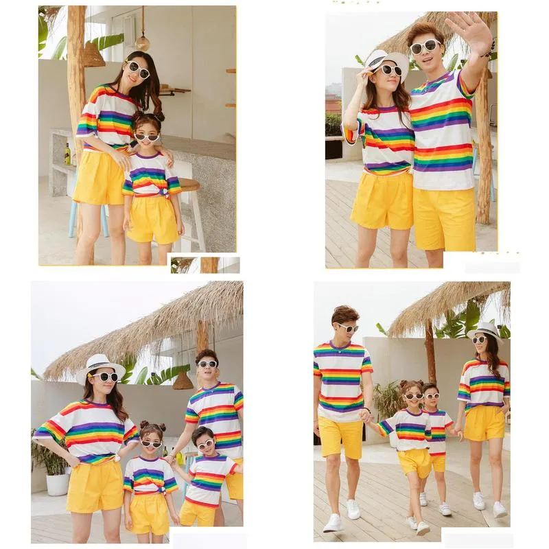 2019 new arrival family matching outfits summer t shirts comfortable colorful and yellow