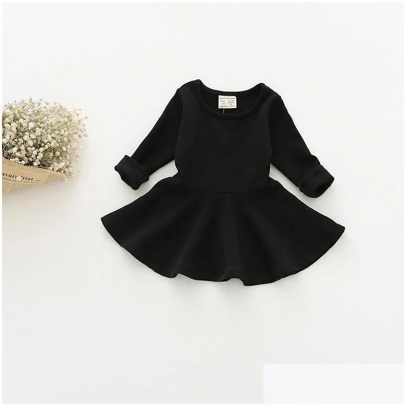 baby girls solid dress 7 design brief candy color long sleeve cotton flounces dress kids clothes girls outfits 9m2t 04