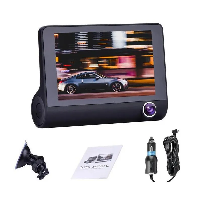 in 1 car dvr 170 degree 1080p hd dash cam dual lens dashcam with rear view camera front back inside video recorder 4 inch dvrs