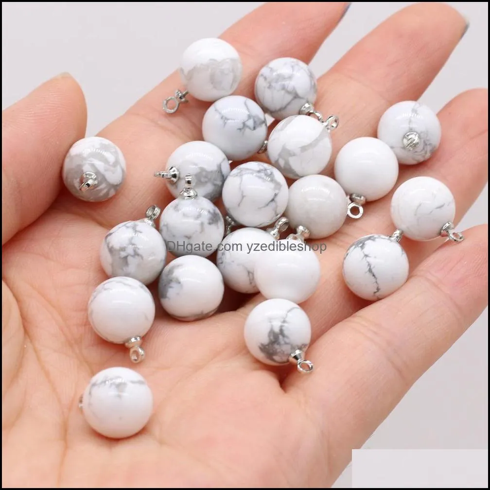 10mm natural semiprecious stone ball charms rose quartz healing reiki crystal pendant diy necklace earrings women fashio yzedibleshop