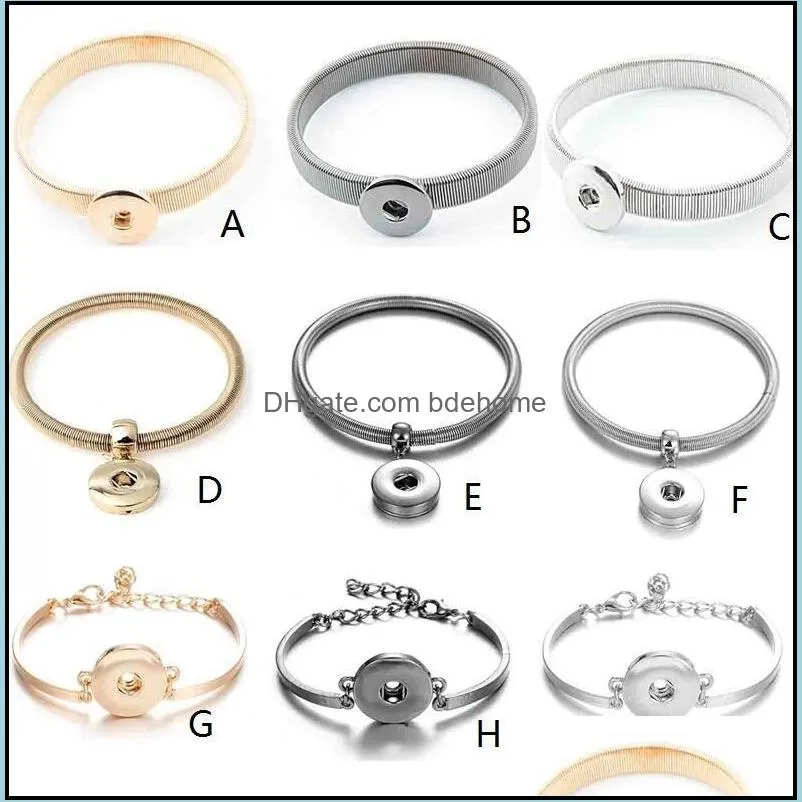 noosa ginger snap button bracelet elastic/adjustable snap bracelets diy 18mm snap jewelry gold/black/silver metal
