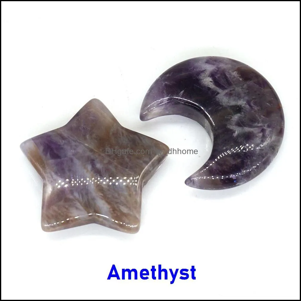 moon star shaped set statues purple amethyst crystal stone mascot meditation healing reiki gemstone gift room deco yydhhome