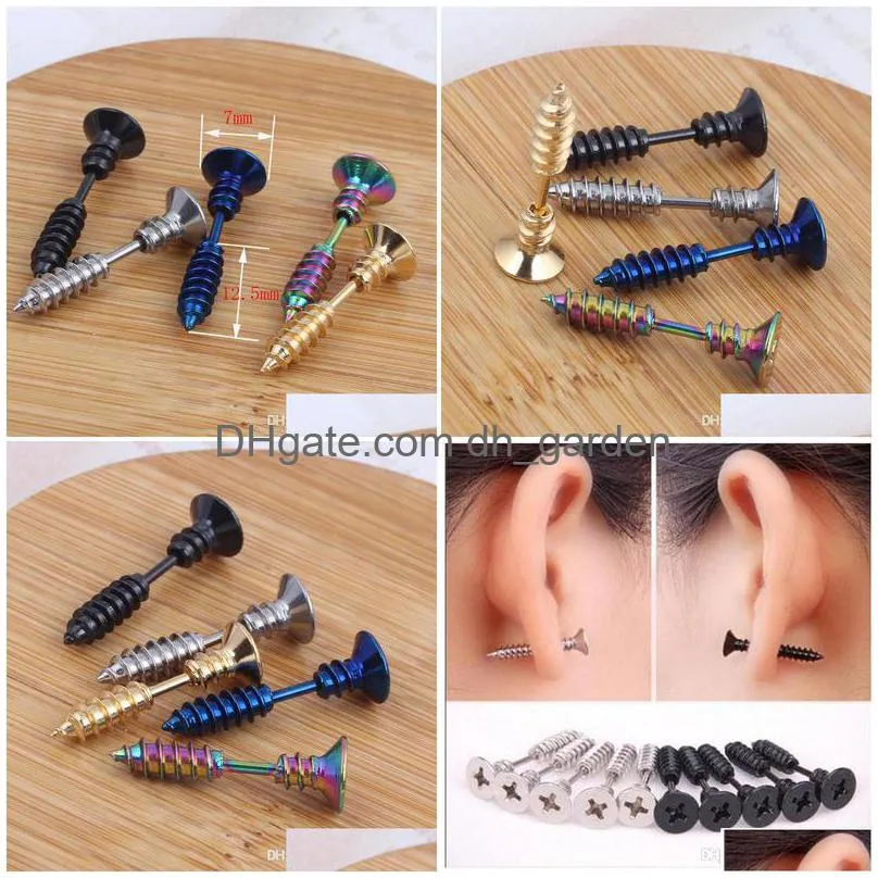 5 color 30pcs/lot single fashion uni fine ear cuff stainless steel whole screw stud earrings body piercing