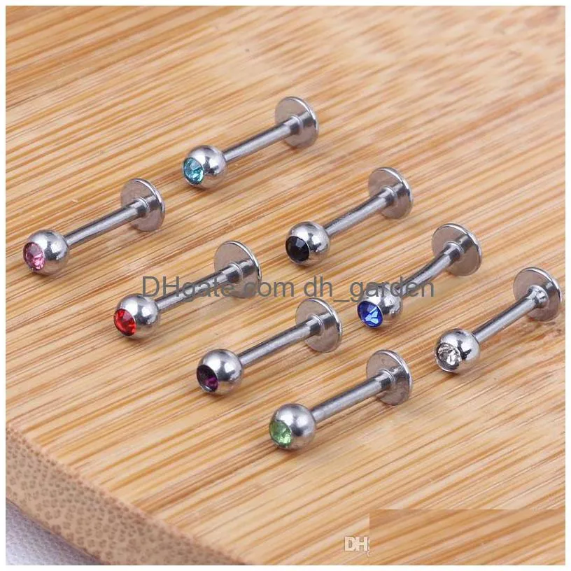 lip labret bar wholesale 100pcs/lot mix 10 colors 6/8/10/12mm body piercing jewelry stainless steel nose eyebrow rings tragus cartilage