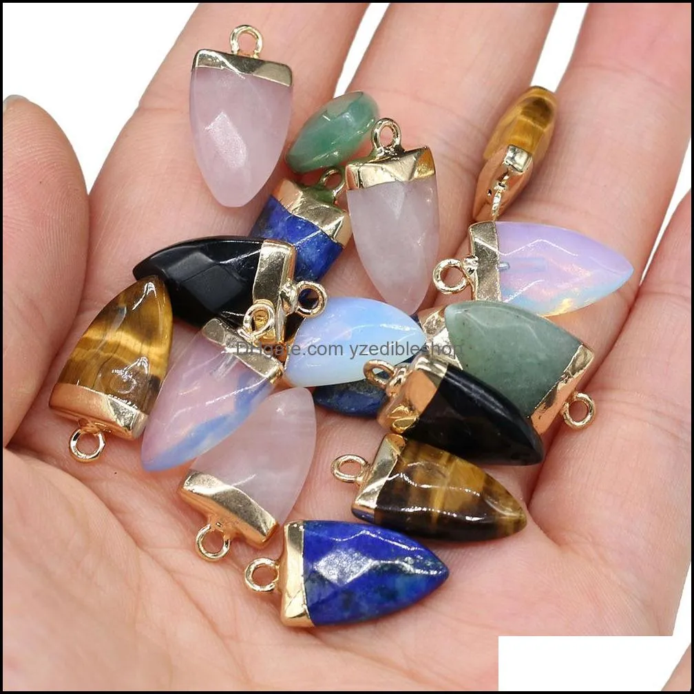 natural arrowhead semiprecious stone charms rose quartz healing reiki crystal pendant diy necklace earrings women yzedibleshop