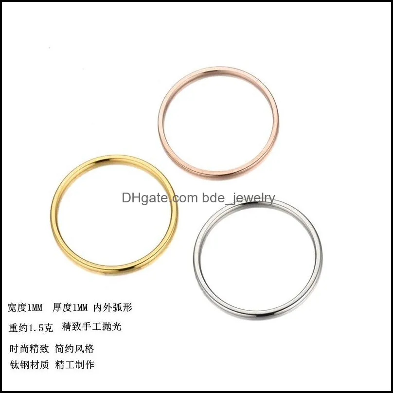 simple 1mm thin stainless steel couple ring for women mens fashion classic lover finger jewelry birthday gifts