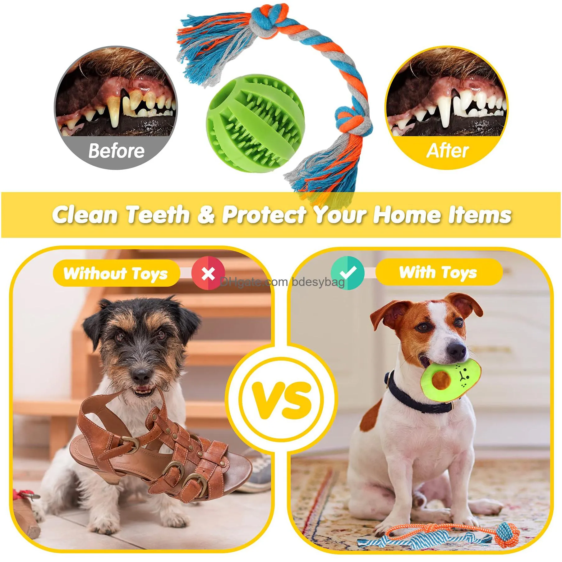 luxury dog chew toys for puppy cute small dog toys with ropes puppy chew toys treat ball and squeaky puppy toys for teething