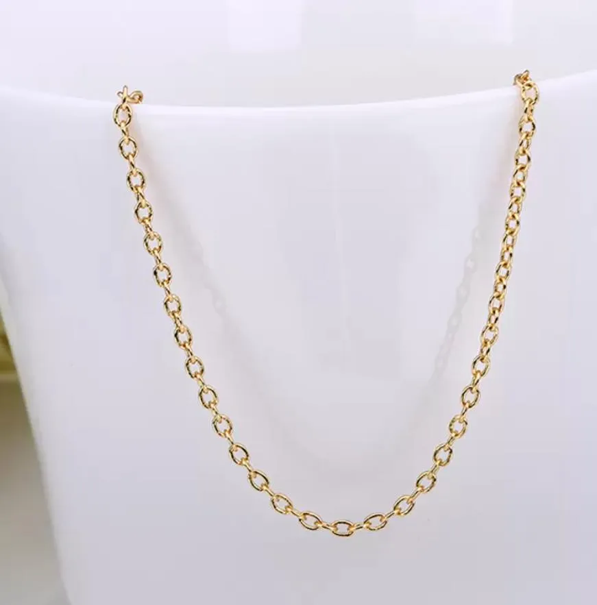 18k gold stainless steel chains fashion 45add5cm thin link necklaces diy pendant fine jewelry for women girls